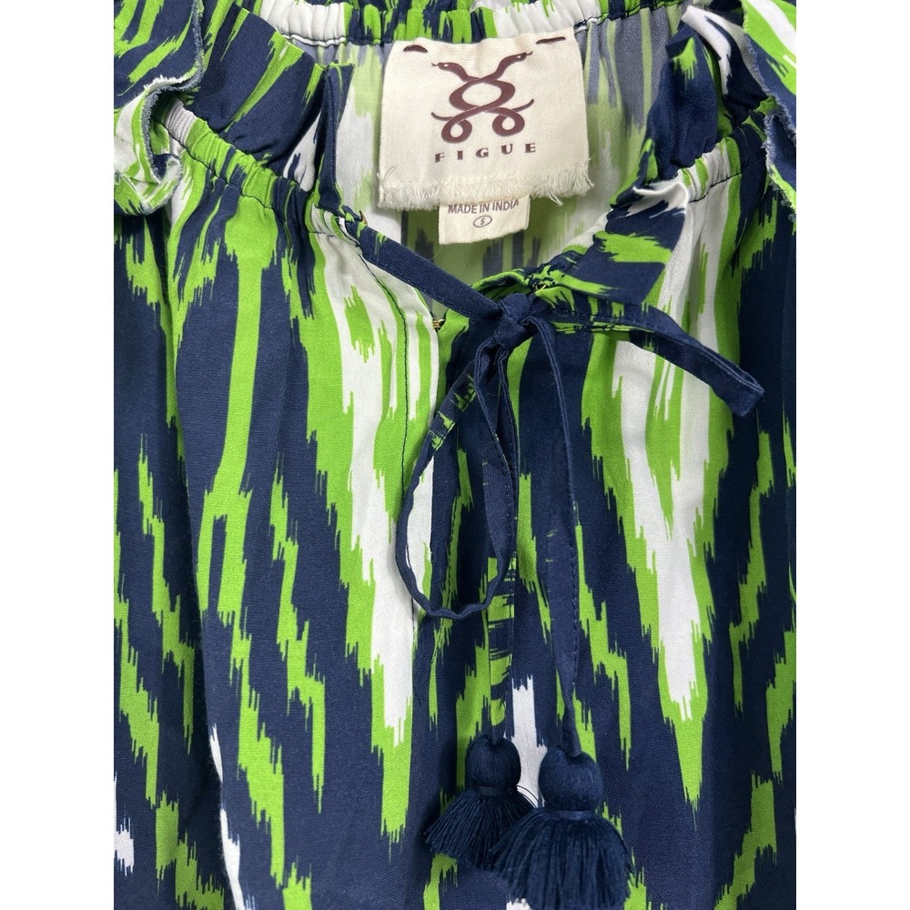 FIGUE Bella Ikat-Print Sleeveless Blouse‎ Size Small Colorful Tassels - Picture 8 of 9